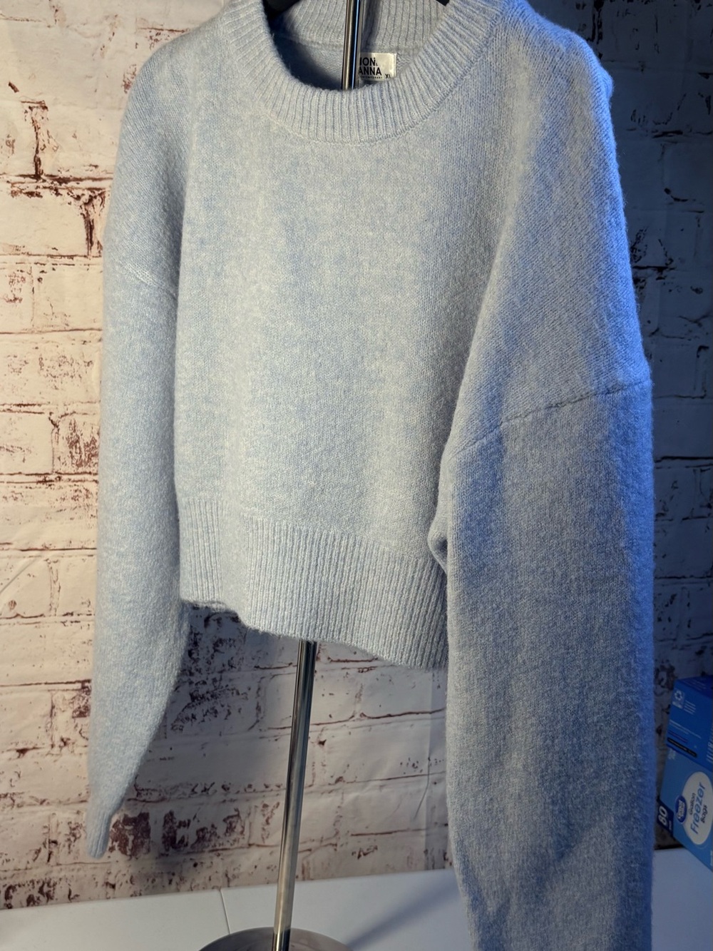 Jon & Anna Pale Blue Cropped Crewneck Sweater